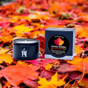 AromaHoliday Vancouver Canada woody travel candle scented tin