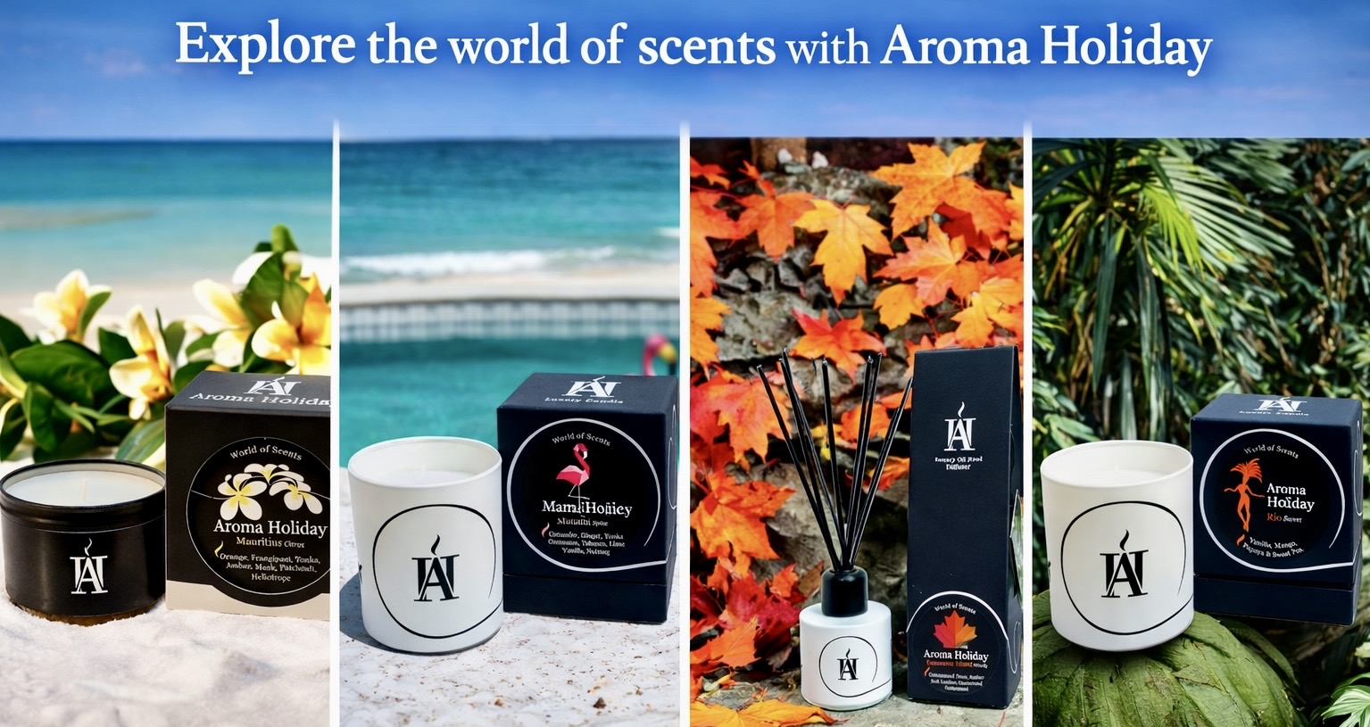 Travel Gift Ideas by AromaHoliday Yorkshire UK, luxury home fragrance based on holiday places making great gift ideas.